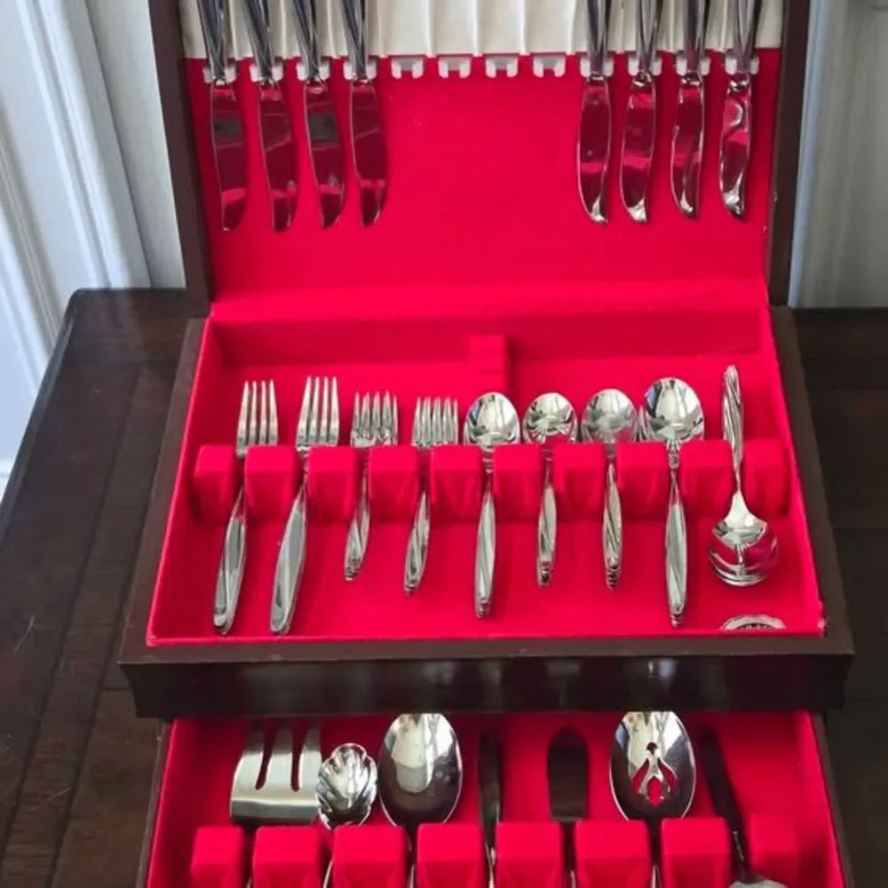 Vintage Insico Stainless Steel Silverware Set with Chest - 51 pcs